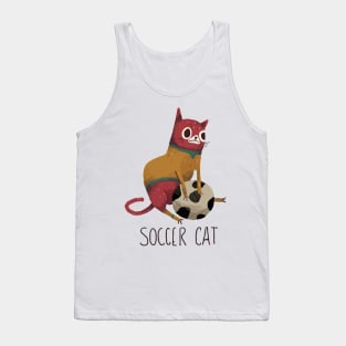 Silly Red Soccer Cat Tank Top